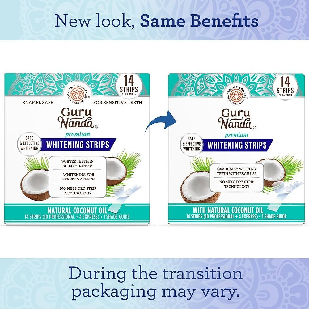 Gurunanda Teeth Whitening Strips - 7-Day Treatment with Non-Slip, Dry Strip Tech